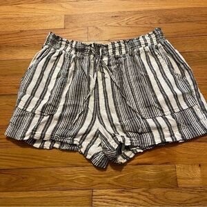 Time and Tru | Blue Stripped Linen Shorts | XL